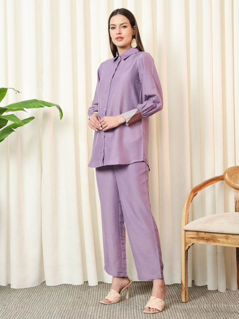 VOGUE- LILAC COORD SET Solid Muslin Coords stylefables   