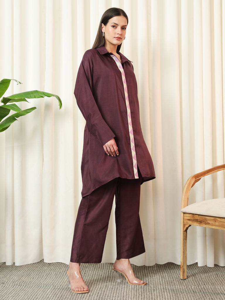 ALLURE- PURPLE COORD SET Solid Muslin Coords stylefables   