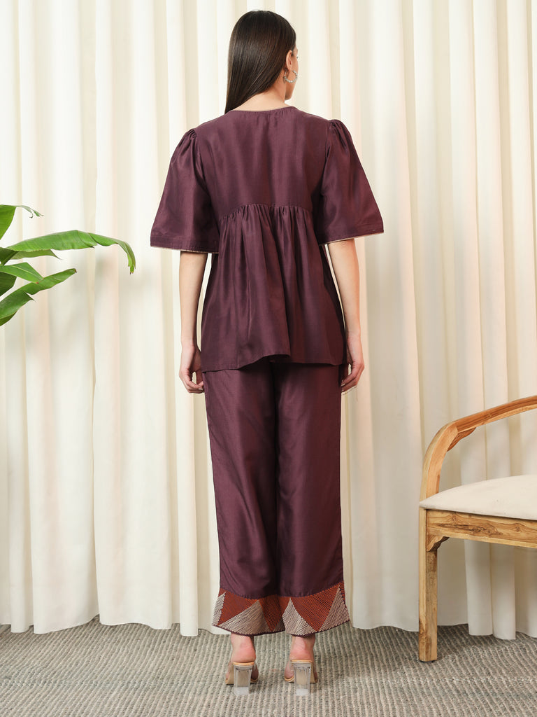 AURA- WINE COORD SET Solid Muslin Coords stylefables   