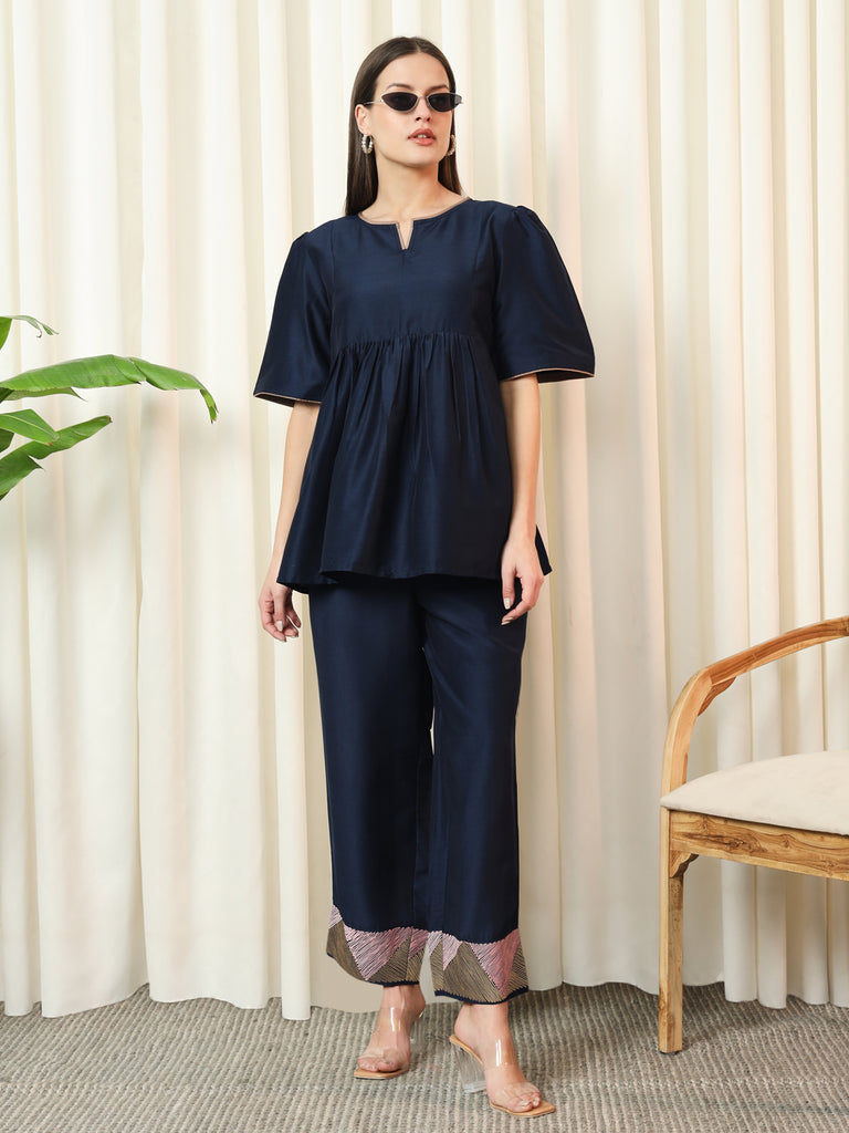 AURA- BLUE COORD SET Solid Muslin Coords stylefables   