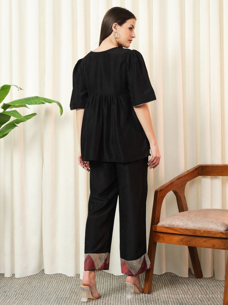 AURA- BLACK COORD SET Solid Muslin Coords stylefables   