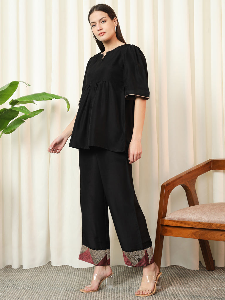 AURA- BLACK COORD SET Solid Muslin Coords stylefables   