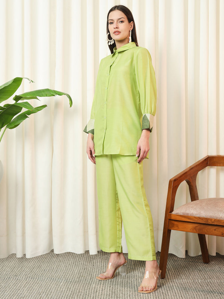 VOGUE- LIME GREEN COORD SET Solid Muslin Coords stylefables   