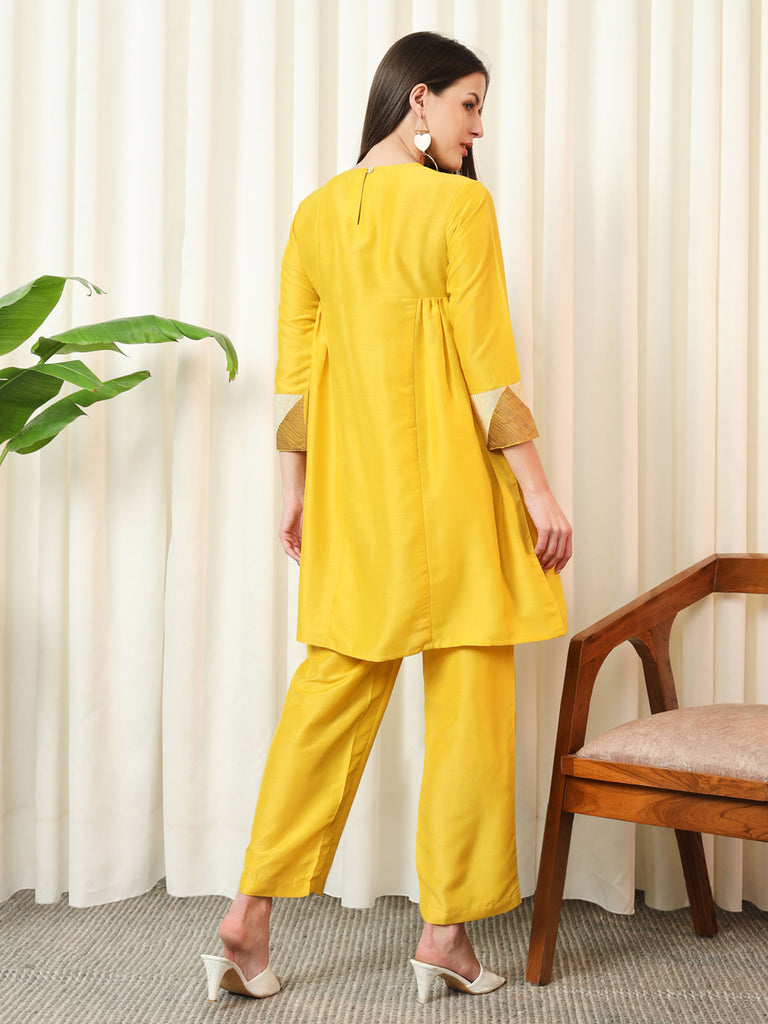 GLIMMER- YELLOW COORD SET Solid Muslin Coords stylefables   