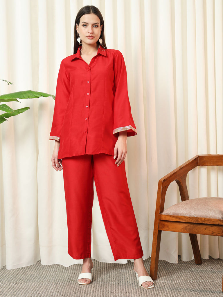 HARMONY- RED COORD SET Solid Muslin Coords stylefables   