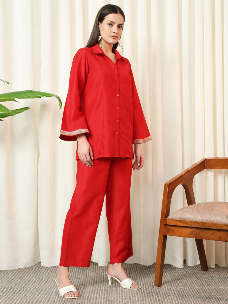 HARMONY- RED COORD SET Solid Muslin Coords stylefables   