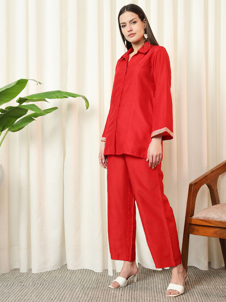 HARMONY- RED COORD SET Solid Muslin Coords stylefables   