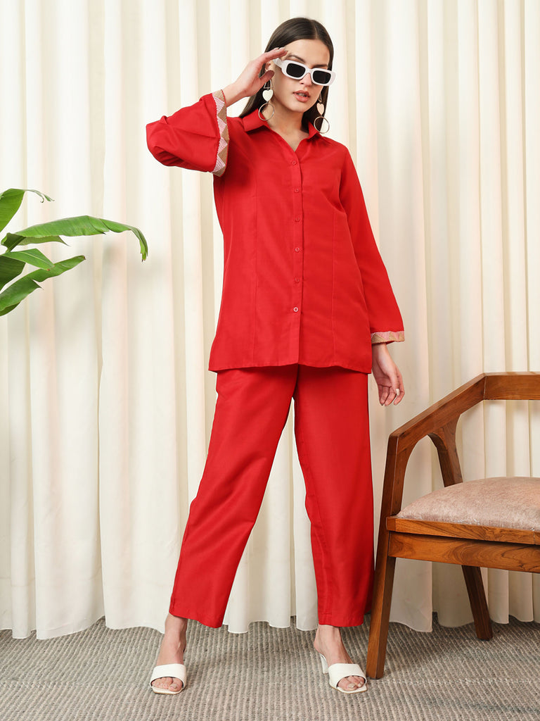 HARMONY- RED COORD SET Solid Muslin Coords stylefables   