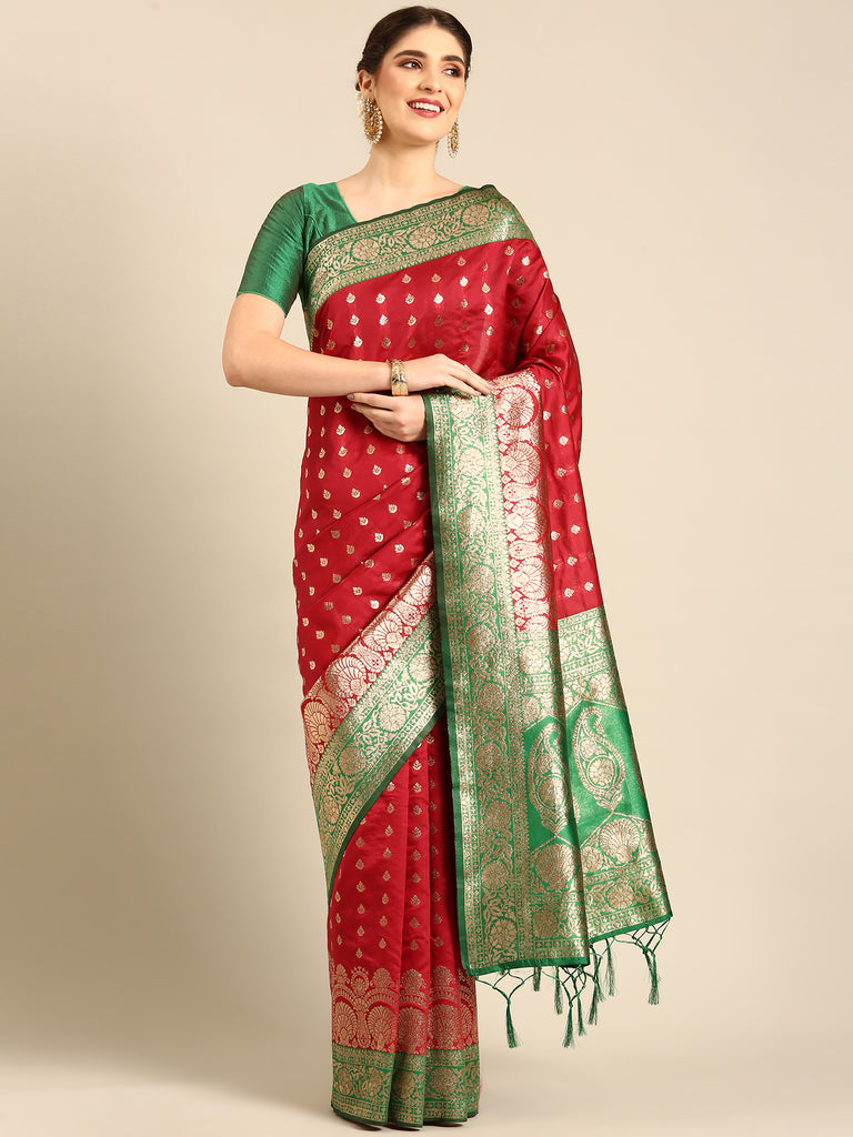 KARNAVATI: Red Banarasi Silk Saree Silk Saree stylefables   