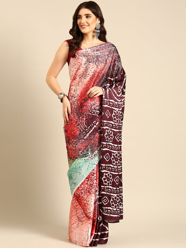 FUSION FEAST Satin Saree stylefables   