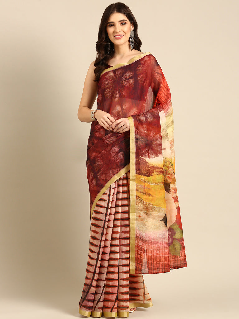 TRENDY NAARI : Red Chanderi Saree Chanderi Saree stylefables   