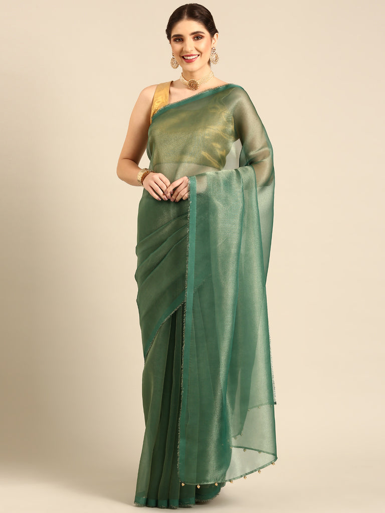 MADHURYA- GREEN Tissue Zari Saree stylefables   