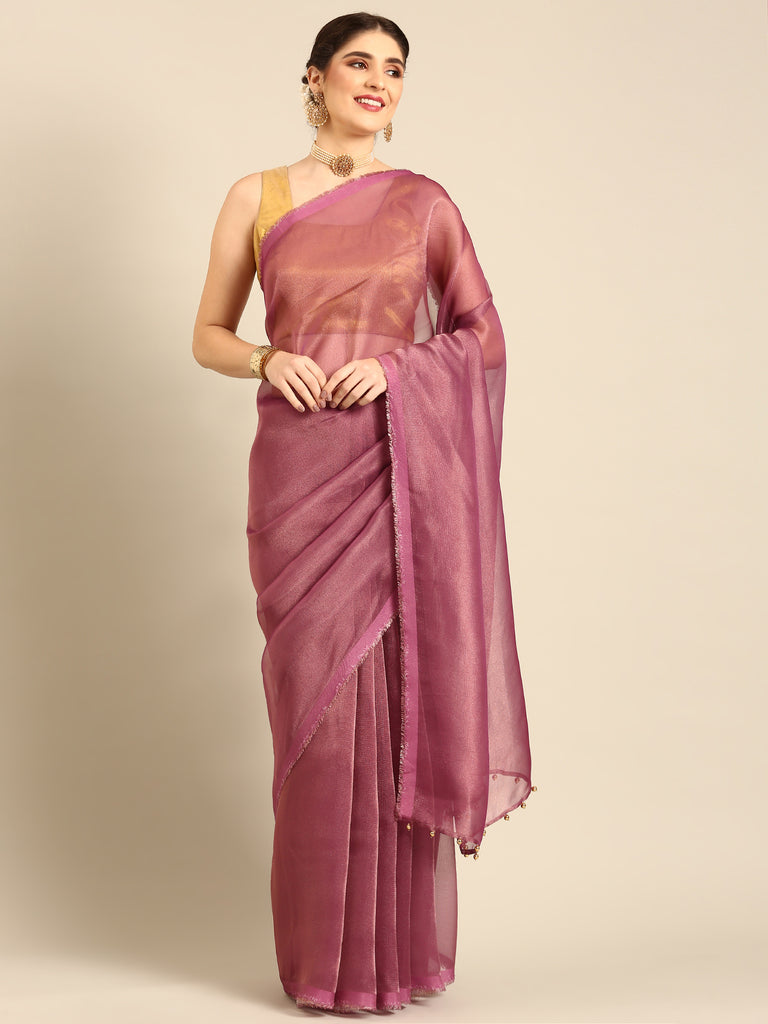 MADHURYA- MAGENTA PINK Tissue Zari Saree stylefables   