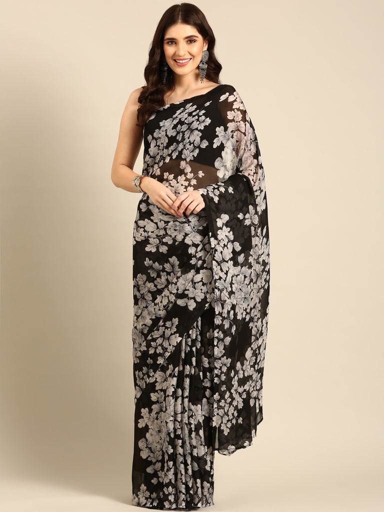 CHIC SPICE : Black Chiffon Saree Chiffon Saree stylefables   