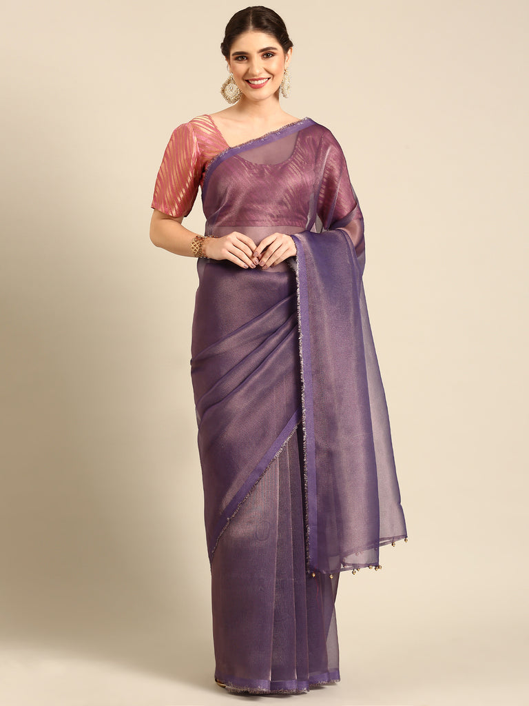 MADHURYA-PURPLE Tissue Zari Saree stylefables   