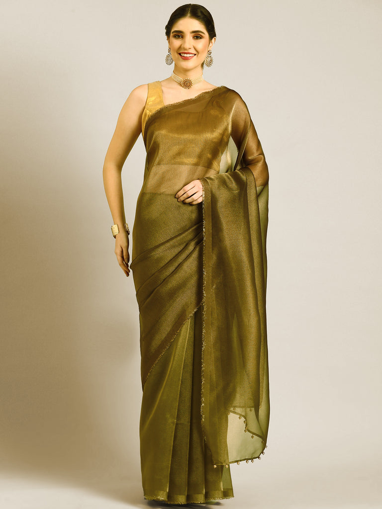 MADHURYA- COPPER Tissue Zari Saree stylefables   