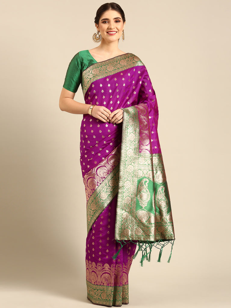 RUDRAMA: Violet Banarasi Silk Saree Silk Saree stylefables   