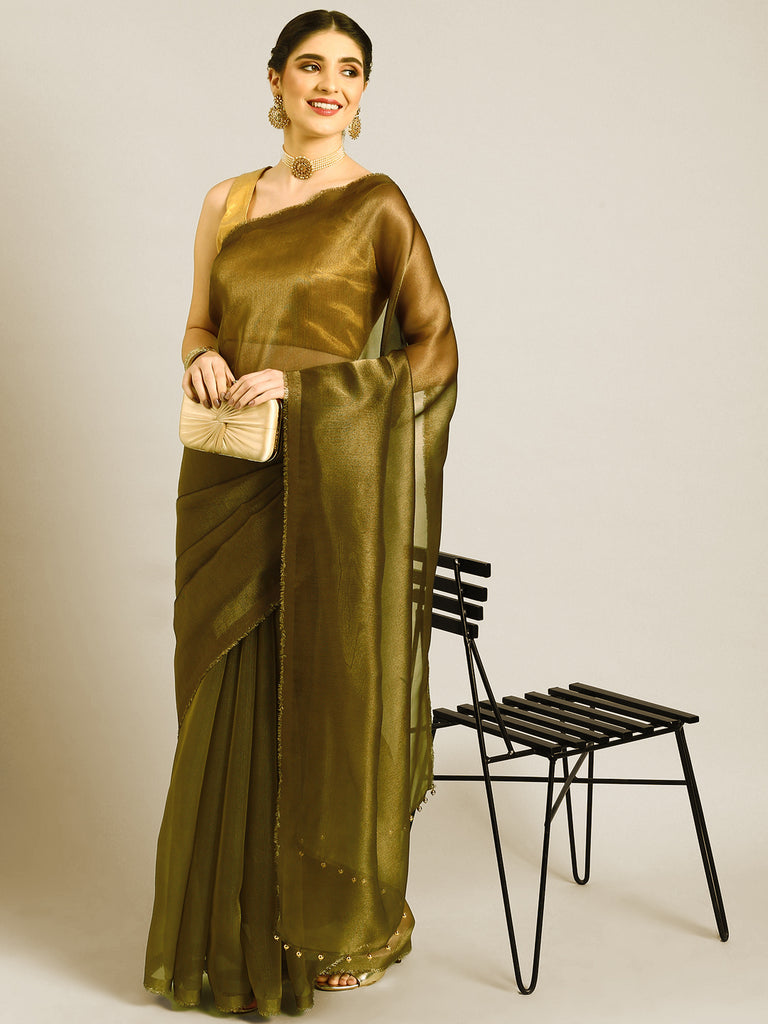 MADHURYA- COPPER Tissue Zari Saree stylefables   