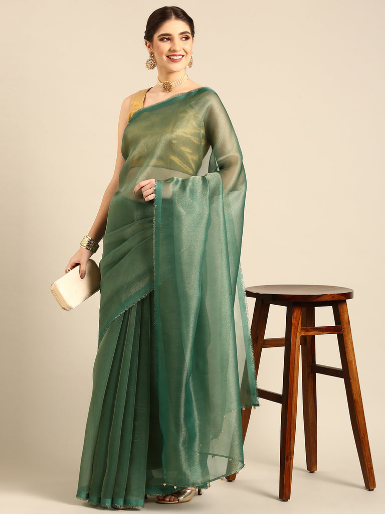 MADHURYA- GREEN Tissue Zari Saree stylefables   