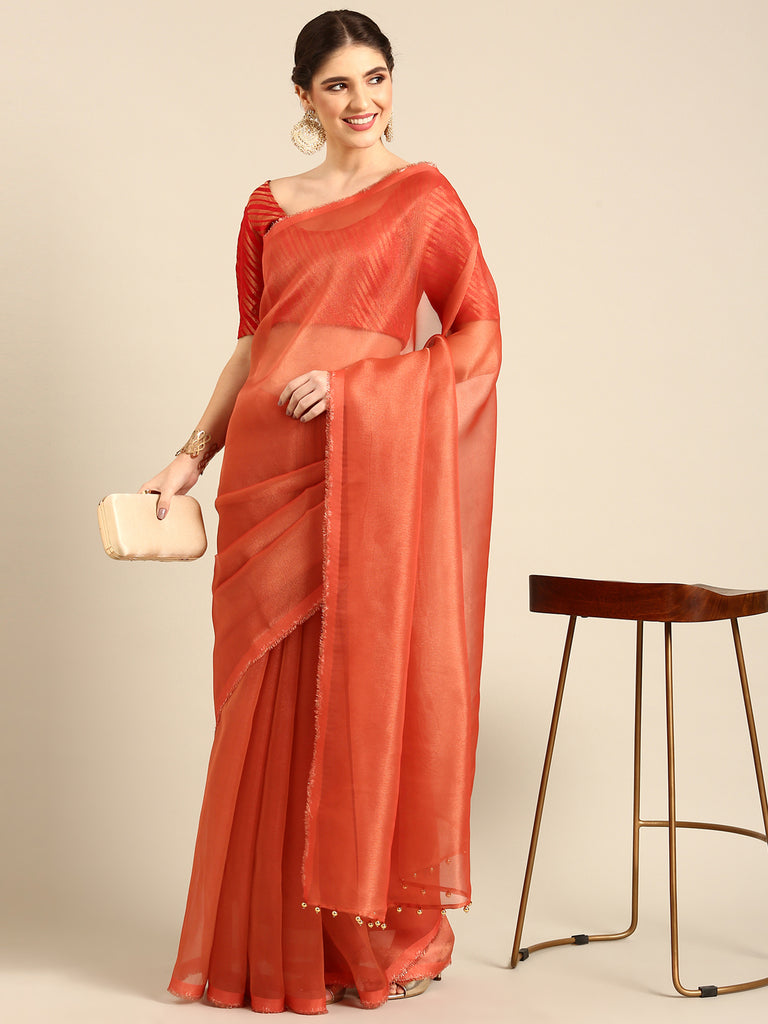 MADHURYA-RED Tissue Zari Saree stylefables   