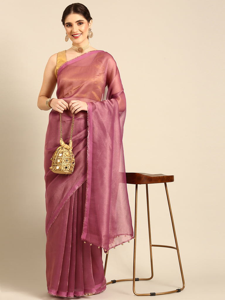 MADHURYA- MAGENTA PINK Tissue Zari Saree stylefables   