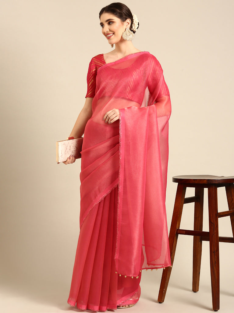 MADHURYA- PINK Tissue Zari Saree stylefables   