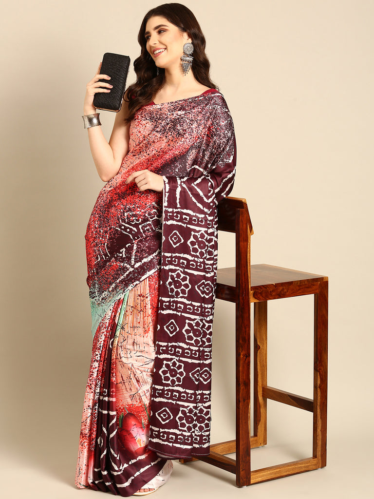 FUSION FEAST Satin Saree stylefables   