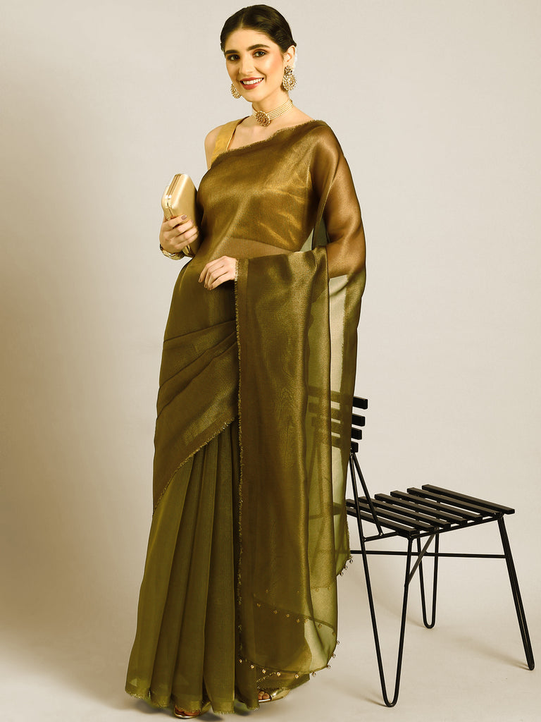 MADHURYA- COPPER Tissue Zari Saree stylefables   