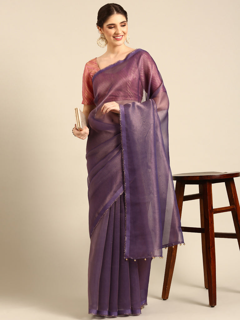 MADHURYA-PURPLE Tissue Zari Saree stylefables   