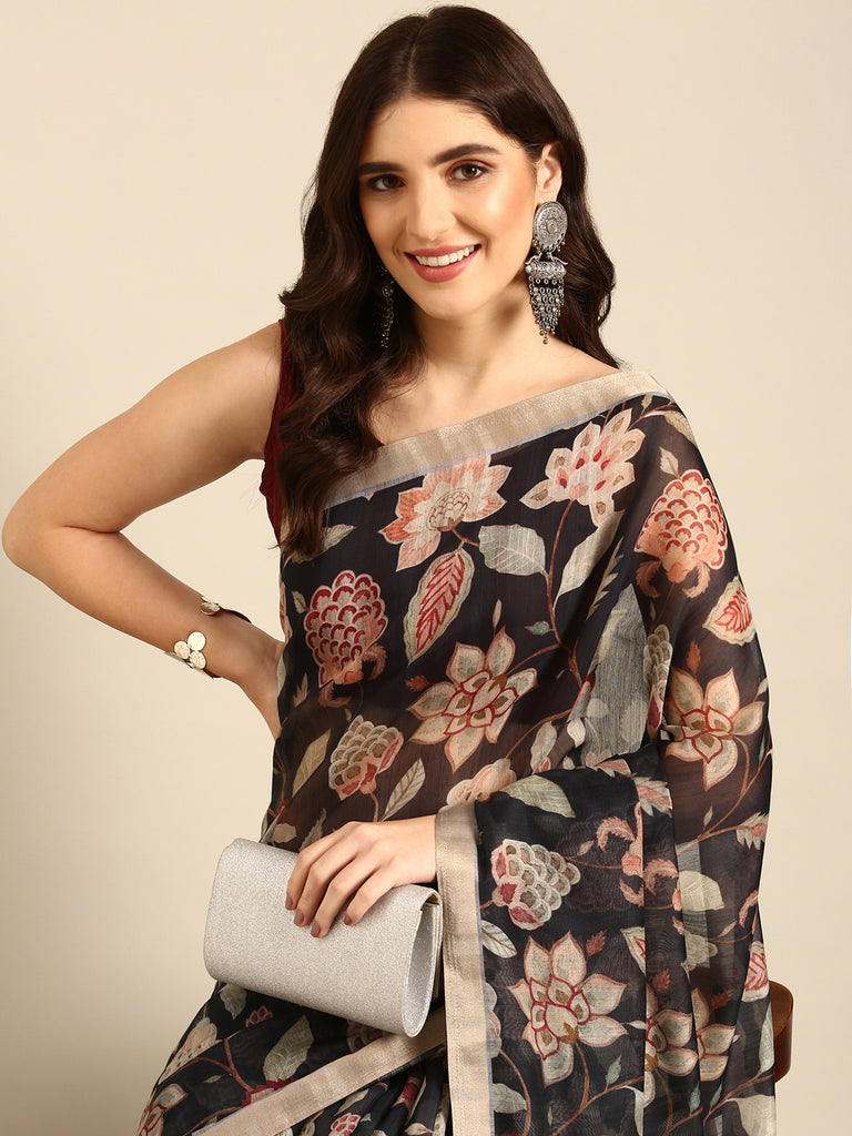 PRETTY IN BLACK: Black Chanderi Saree Chanderi Saree stylefables   