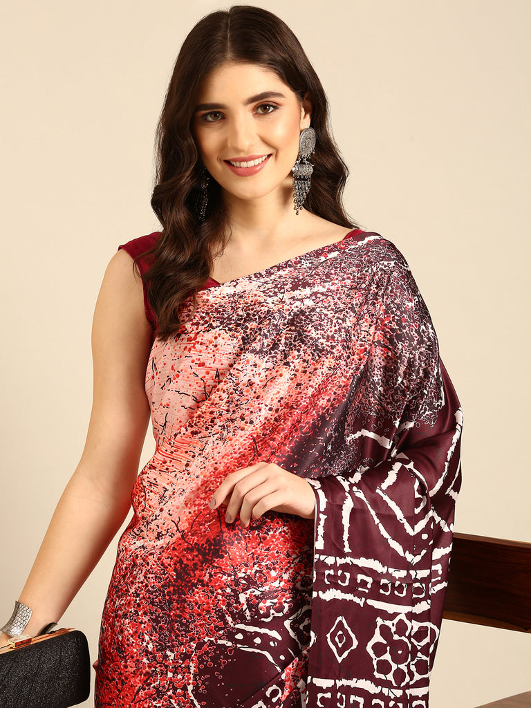 FUSION FEAST Satin Saree stylefables   