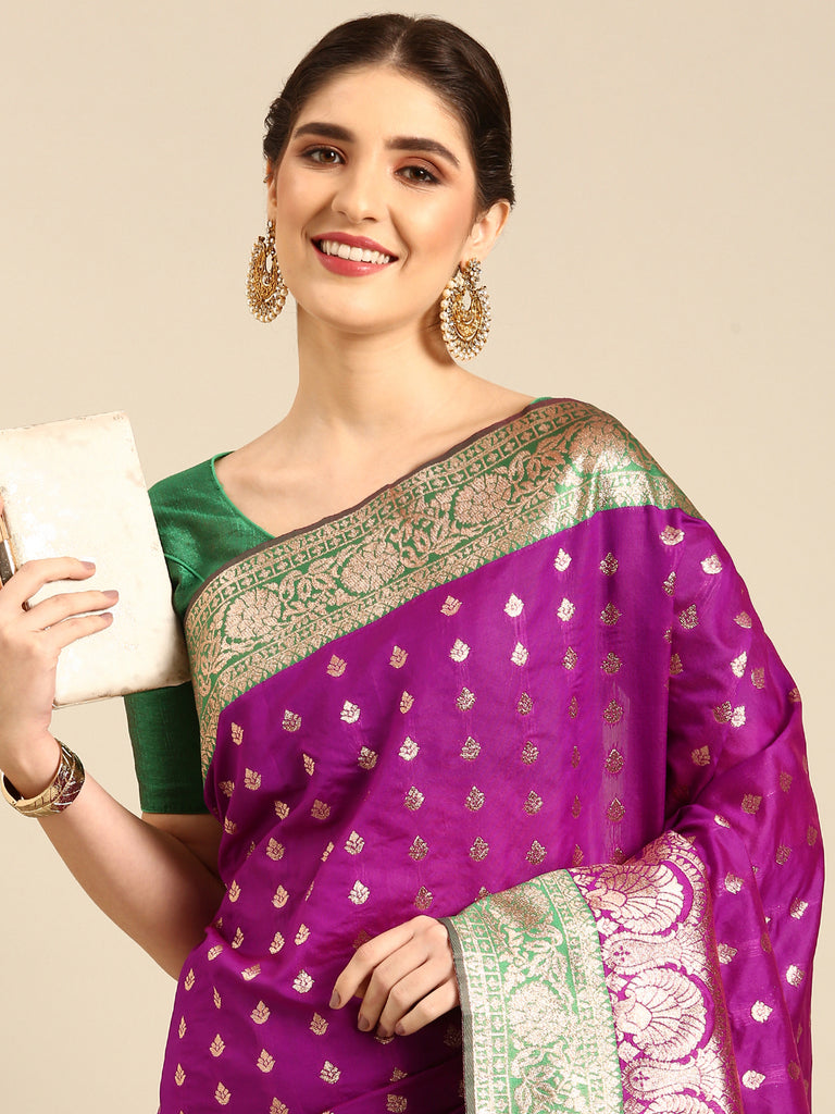 RUDRAMA: Violet Banarasi Silk Saree Silk Saree stylefables   