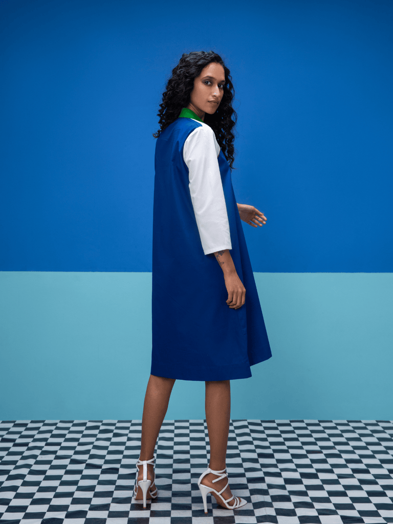 Ecru- Blue Dress Dress stylefables
