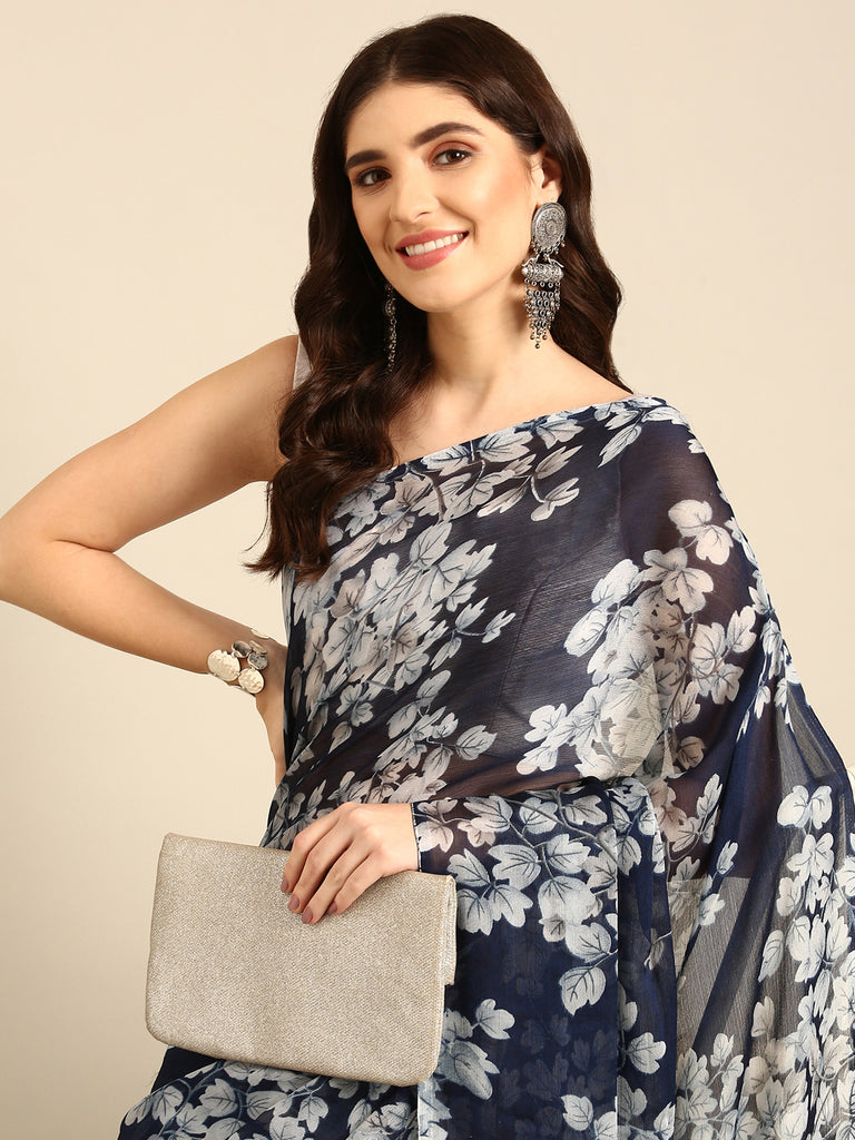 CHIC SPICE : Blue Chiffon Saree Chiffon Saree stylefables   