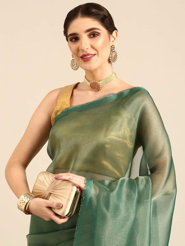 MADHURYA- GREEN Tissue Zari Saree stylefables   