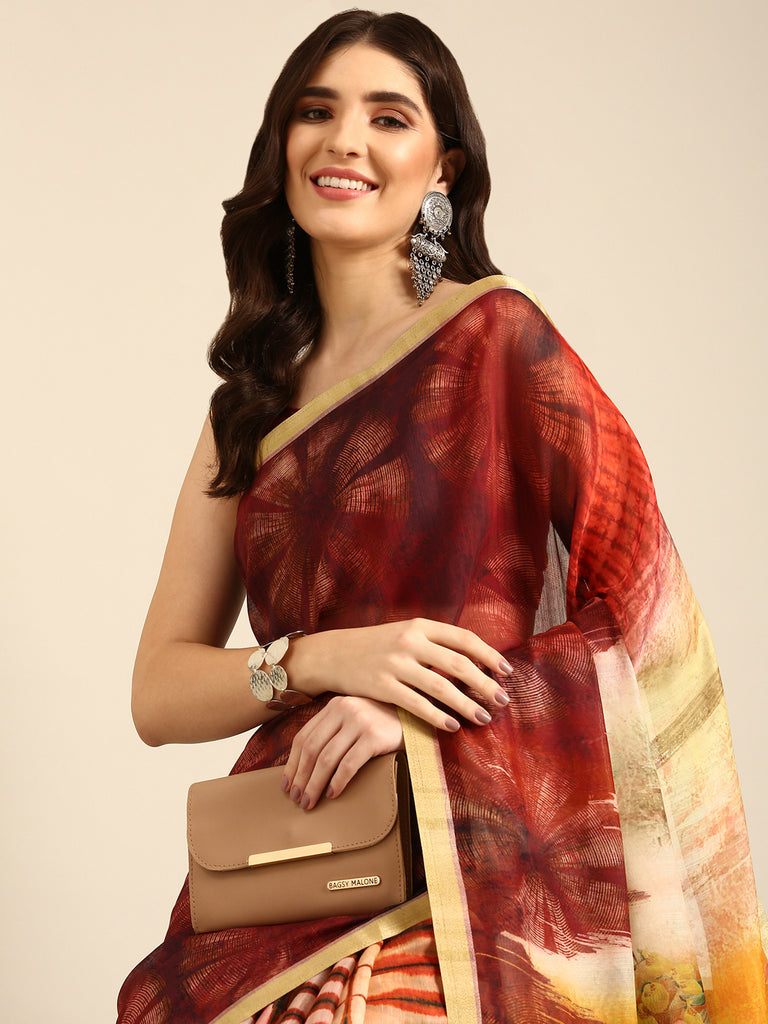 TRENDY NAARI : Red Chanderi Saree Chanderi Saree stylefables   