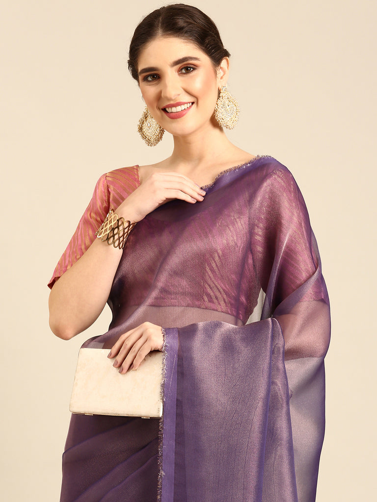 MADHURYA-PURPLE Tissue Zari Saree stylefables   