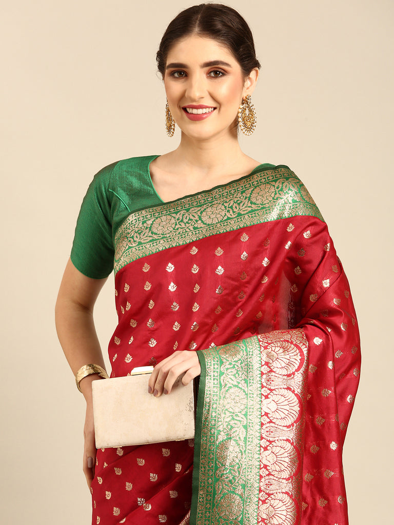 KARNAVATI: Red Banarasi Silk Saree Silk Saree stylefables   