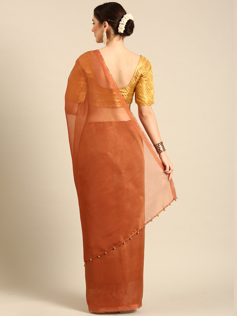 MADHURYA- RUST Tissue Zari Saree stylefables   