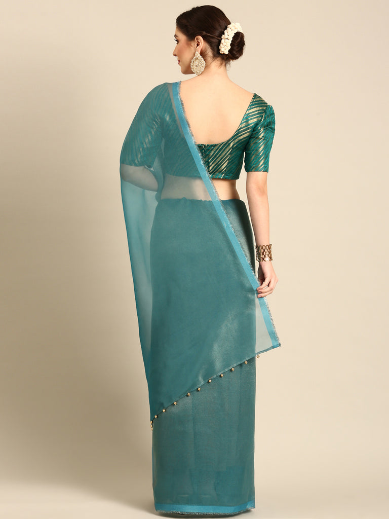 MADHURYA-SEA GREEN Tissue Zari Saree stylefables   