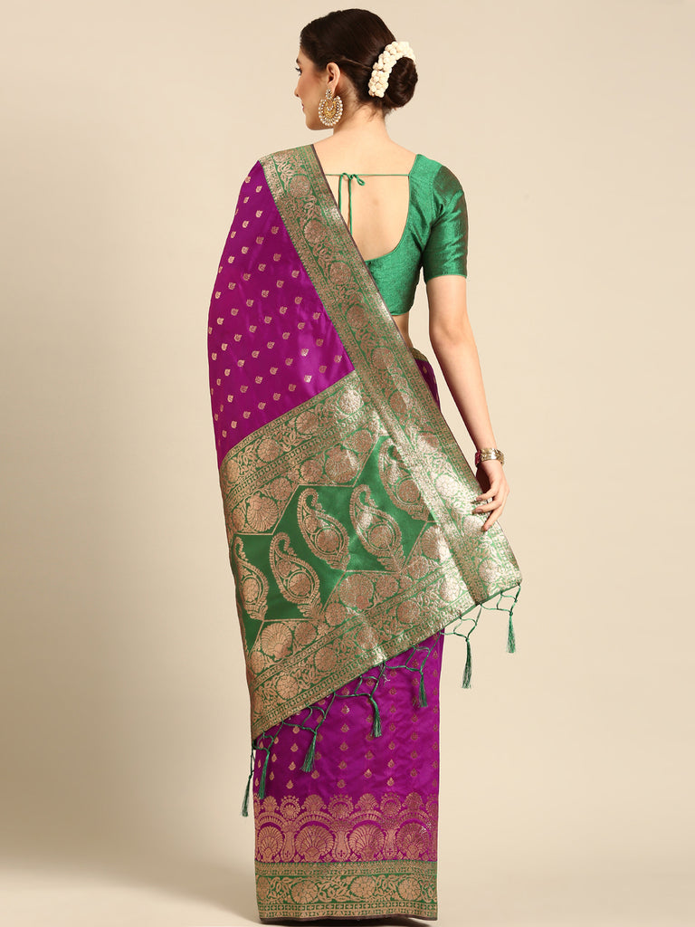 RUDRAMA: Violet Banarasi Silk Saree Silk Saree stylefables   