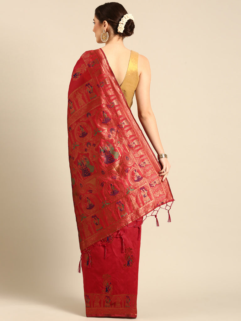 PADMINI: Red Banarasi Silk Saree Silk Saree stylefables   