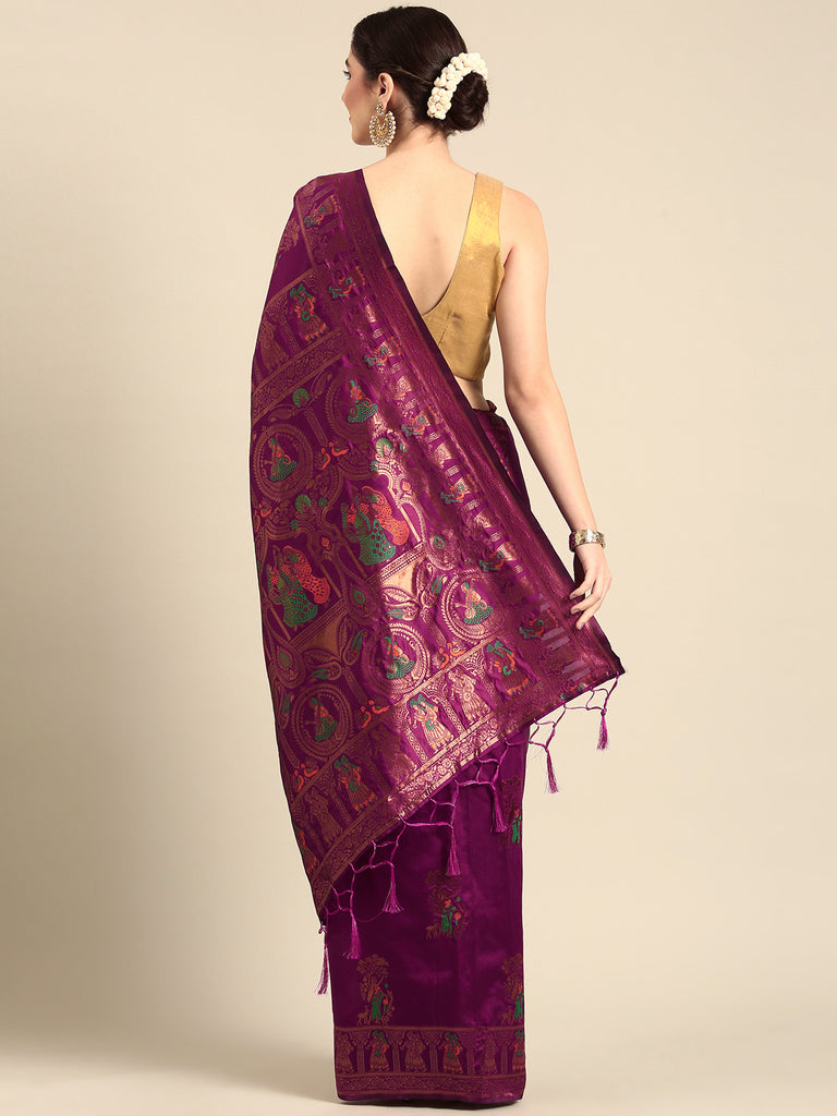 MEENAKARI: Wine Banarasi Silk Saree Silk Saree stylefables   