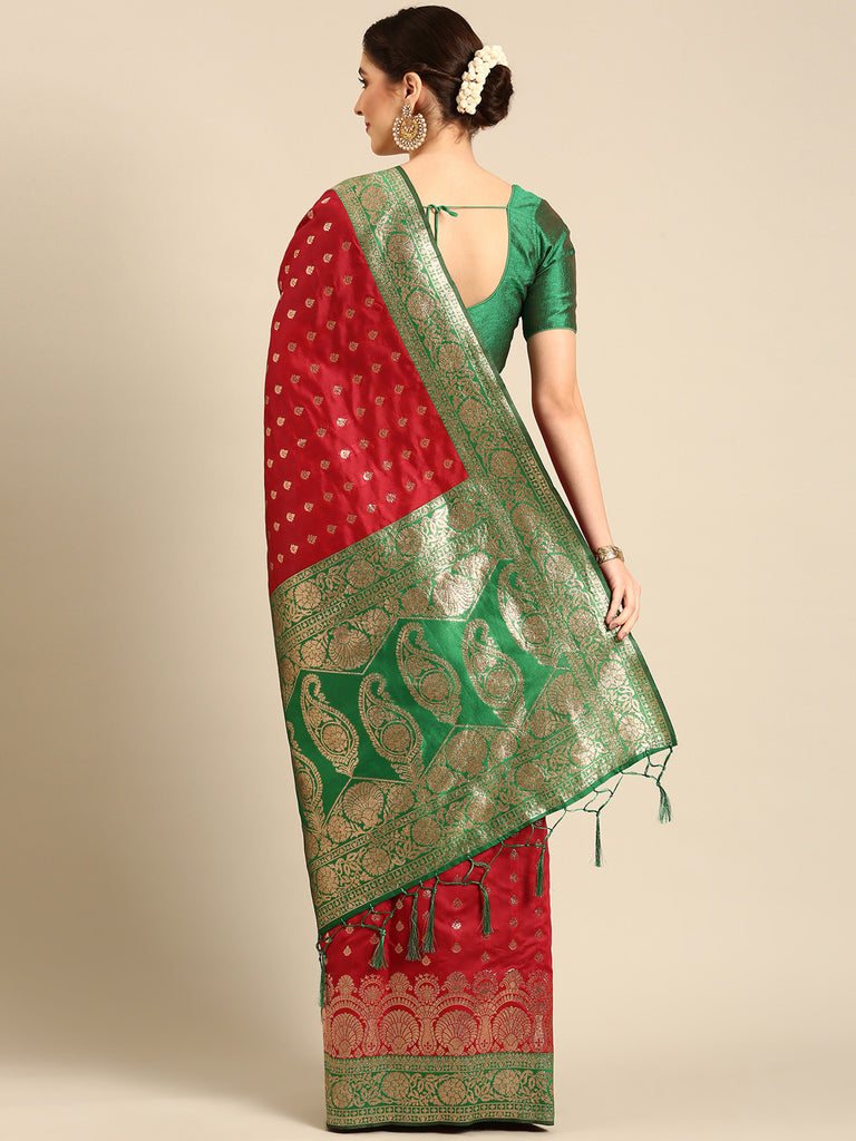 KARNAVATI: Red Banarasi Silk Saree Silk Saree stylefables   