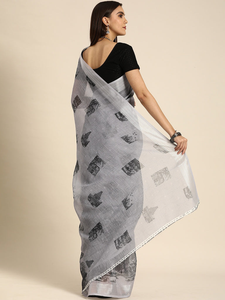 TANEIRA- GREY Cotton Saree stylefables   