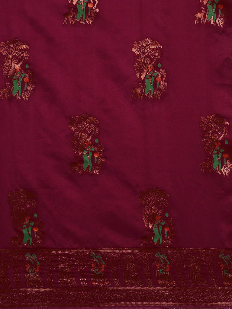 MEENAKARI: Maroon Banarasi Silk Saree Silk Saree stylefables   