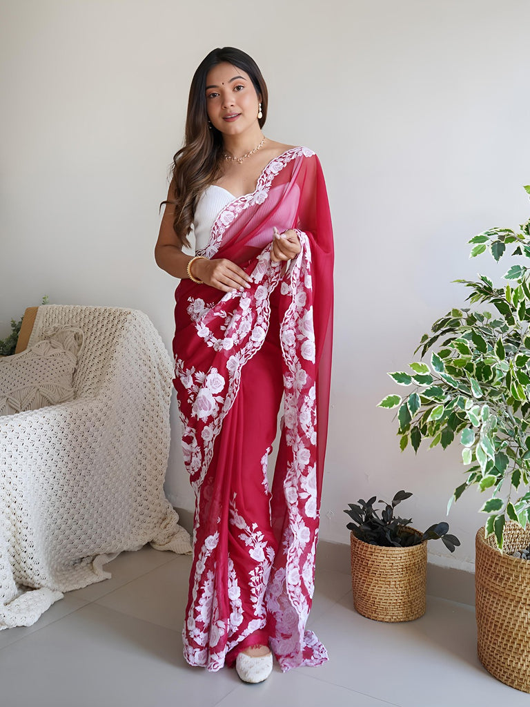 ELAN- RED Cotton Saree stylefables   