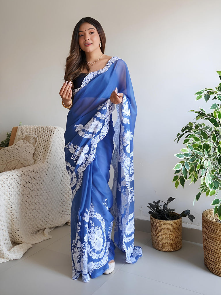 ELAN- BLUE Cotton Saree stylefables   