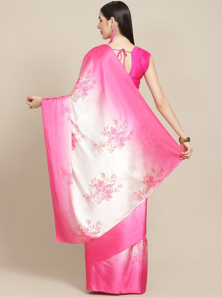 OMBRE LOVE- PINK Satin Saree stylefables   