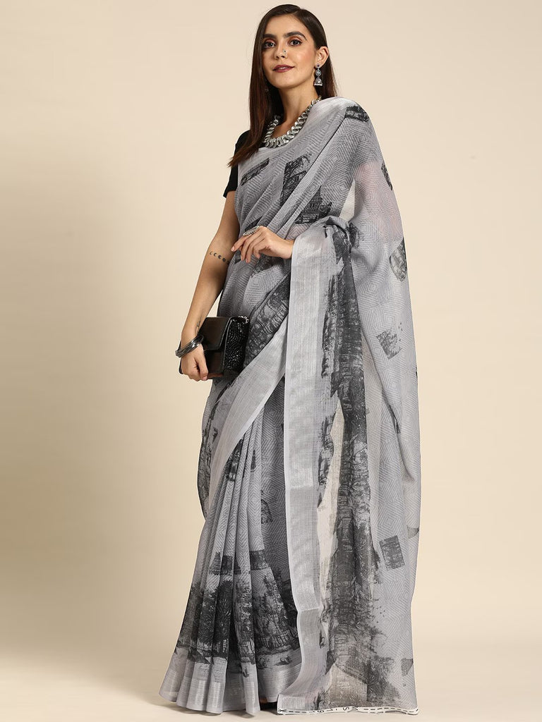 TANEIRA- GREY Cotton Saree stylefables   